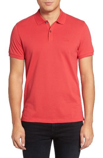 Men's Boss 'pallas' Regular Fit Logo Embroidered Polo Shirt - Red