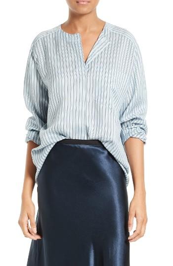 Women's Vince Ticking Stripe Silk Blouse