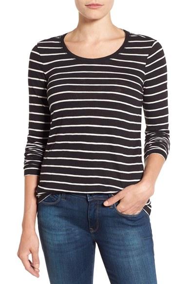 Women's Caslon Long Sleeve Slub Knit Tee - Black