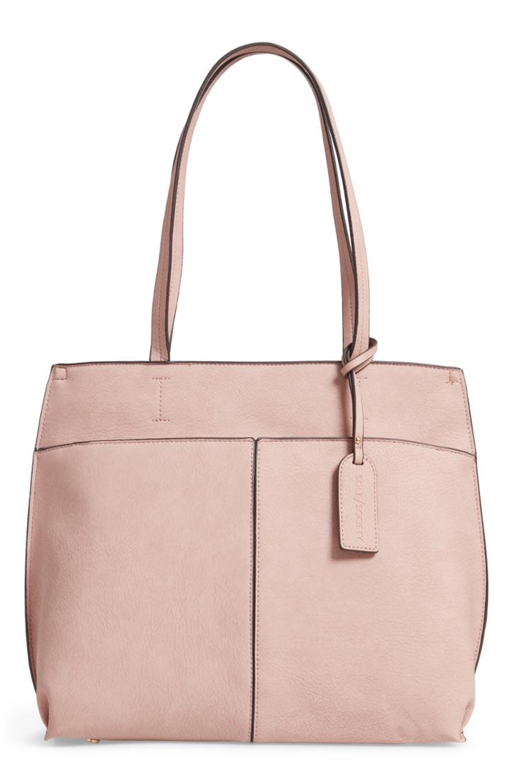 Sole Society Lyndi Faux Leather Tote - Pink