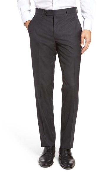 Men's Peter Millar Multi Season Flat Front Merino Wool Trousers