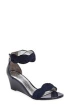 Women's Adrianna Papell Adelaide Metallic Wedge Sandal .5 M - Blue