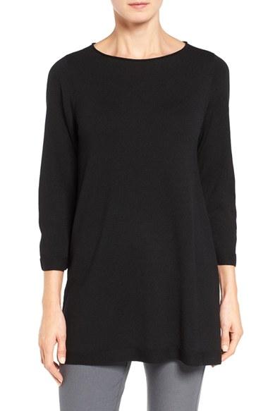 Women's Eileen Fisher Merino Wool Jersey Tunic Sweater
