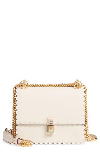 Fendi Mini Kan I Scalloped Leather Shoulder Bag - Beige