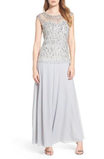 Women's Pisarro Nights Mesh & Chiffon Gown - Metallic