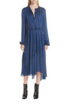 Women's Christian Wijnants Asymmetrical Drawcord Waist Silk Charmeuse Dress Us / 34 Fr - Blue