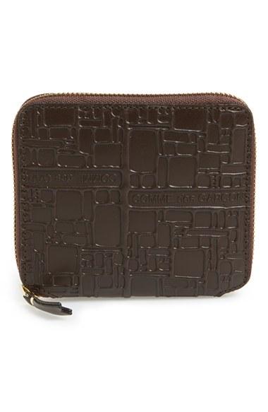 Men's Comme De Garcons Embossed French Wallet - Brown