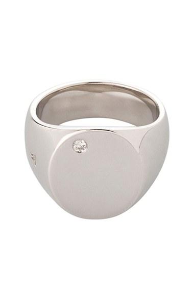 Women's Tom Wood Oval Silver & Diamond Signet Ring
