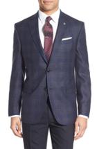 Men's Ted Baker London Trim Fit Plaid Wool Sport Coat R - Blue