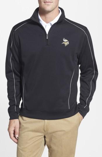 Men's Cutter & Buck Minnesota Vikings - Edge Drytec Moisture Wicking Half Zip Pullover