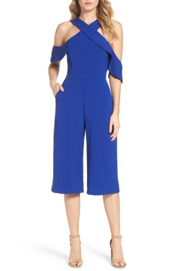 Women's Adelyn Rae Cold Shoulder Culotte Jumpsuit - Blue