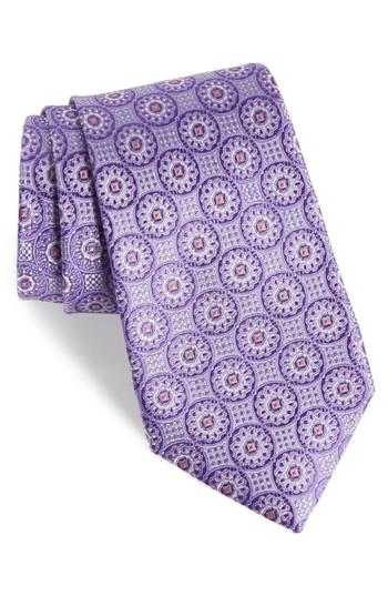 Men's Nordstrom Men's Shop Kaymer Medallion Silk Tie, Size - Purple