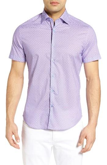 Men's Stone Rose Micro Geometric Jacquard Sport Shirt