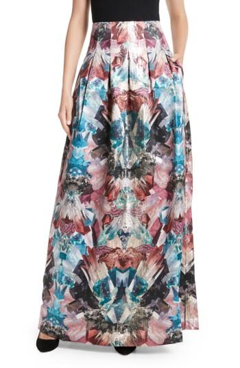 Women's Ted Baker London Frelan Mirrored Minerals Print Maxi Skirt - Grey