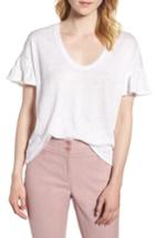 Women's Nordstrom Signature Ruffle Sleeve V-neck Tee - White