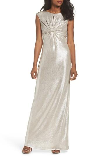 Women's Vince Camuto Twist Front Gown - Metallic