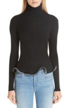 Women's Alexander Wang Ruffle Zipper Hem Sweater - Black