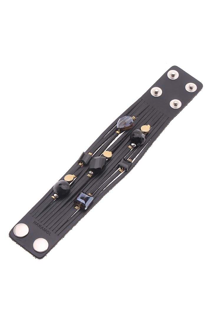 Women's Nakamol Design Crystal Embellished Leather Cuff