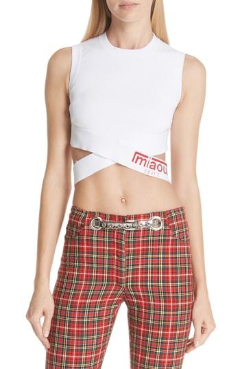 Women's Miaou Wrap Detail Crop Top - White