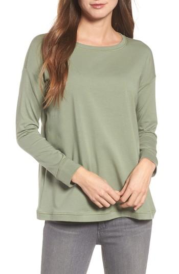 Women's Eileen Fisher Jewel Neck Organic Stretch Cotton Tee, Size - Grey