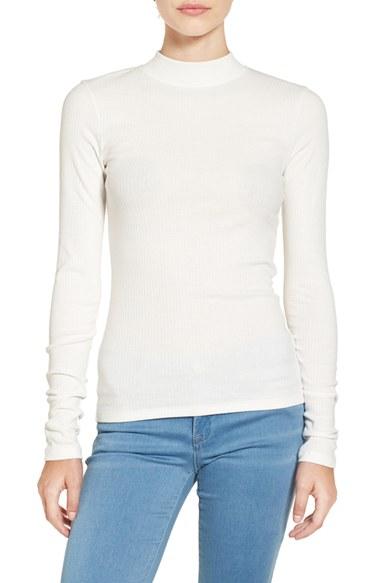 Women's Bp. Rib Knit Mock Neck Tee, Size - Ivory