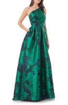 Women's Carmen Marc Valvo Couture Print One-shoulder Ballgown