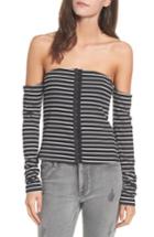 Women's Mimi Chica Stripe Off The Shoulder Top - Black