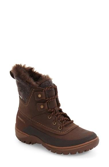 Women's Merrell Sylvia Waterproof Faux Fur Lined Boot M - Brown