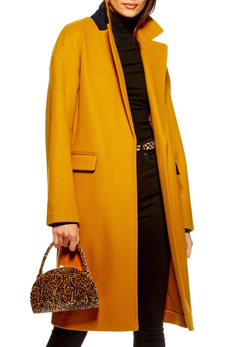 Women's Topshop Lily Knit Back Midi Coat Us (fits Like 2-4) - Yellow