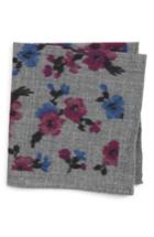Men's Ted Baker London Floral Wool Pocket Square, Size - Grey