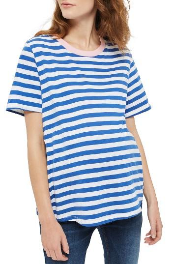 Women's Topshop Stripe Maternity Tee Us (fits Like 0-2) - Blue