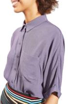 Women's Topshop Kady Roll Sleeve Shirt Us (fits Like 0) - Grey