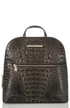 Brahmin Felicity Croc Embossed Leather Backpack - Grey