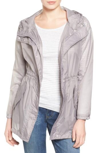 Women's Andrew Marc Teri Translucent Rain Jacket - Grey