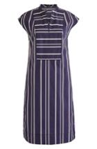 Women's J.crew Easy Stripe Poplin Tunic Dress - Blue