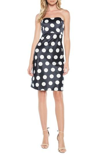Women's Bardot Sayer Dotted Tie Back Strapless Dress - Blue