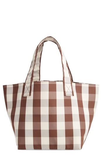Trademark Small Gingham Nylon Grocery Tote - Brown