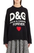 Women's Dolce & Gabbana Intarsia Logo Cashmere Sweater Us / 38 It - Black