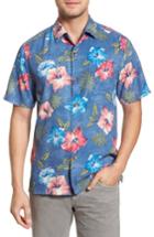 Men's Tommy Bahama Hibiscus In The Mist Silk Blend Camp Shirt - Blue