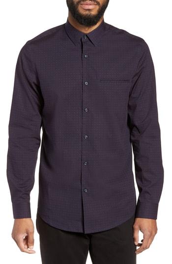 Men's Calibrate Slim Fit Print Non Iron Sport Shirt - Blue