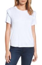 Women's Halogen Ruffle Trim Short Sleeve Tee - White