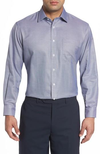Men's Nordstrom Men's Shop Classic Fit Microgrid Dress Shirt - 33 - Blue