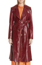 Women's Magda Butrym Leather Trench Coat Us / 36 Fr - Burgundy