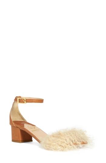 Women's Brother Vellies Tufted Dhara Genuine Shearling Ankle Strap Sandal Us / 36eu - Beige