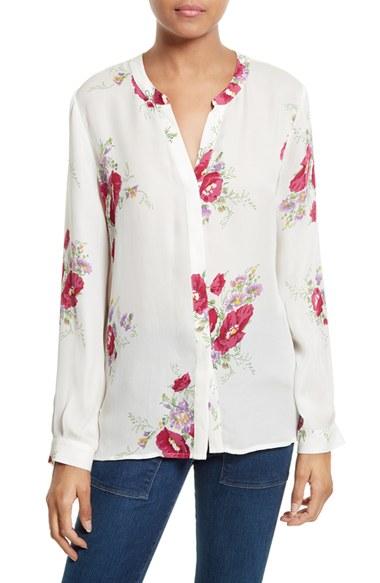 Women's Joie Devitri Floral Silk Blouse - White
