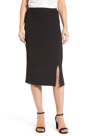 Women's Nic+zoe Trim Pleat Knit Midi Skirt - Black