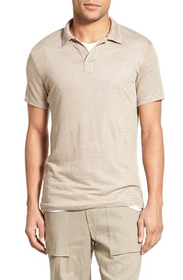 Men's Vince Linen Polo Shirt - Beige