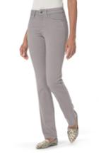 Petite Women's Nydj Marilyn Stretch Twill Straight Leg Pants P - Grey