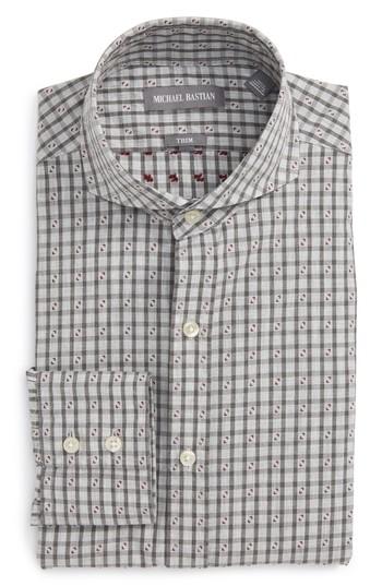 Men's Michael Bastian Trim Fit Check Dress Shirt R - Grey