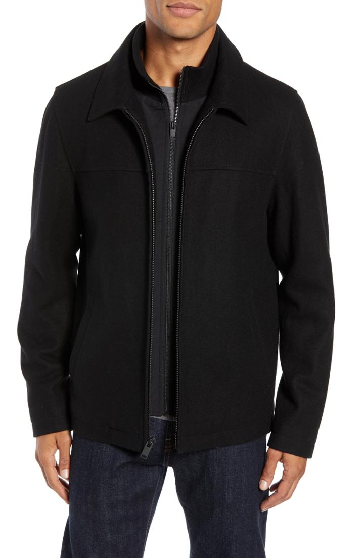 Men's Vince Camuto Layered Wool Blend Coat - Black